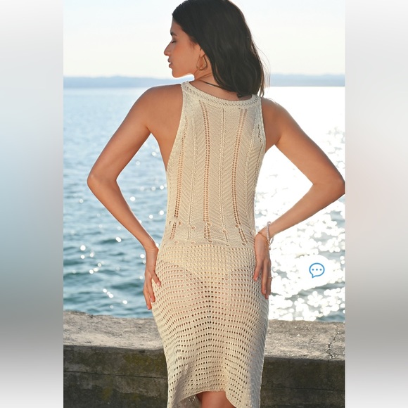 NWT Cupshe Cream Crochet Cover-Up Dress, Size Large LAST ONE - Picture 3 of 5